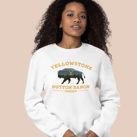 Yellowstone Dutton Ranch Bison Fleece Crewneck Sweatshirt