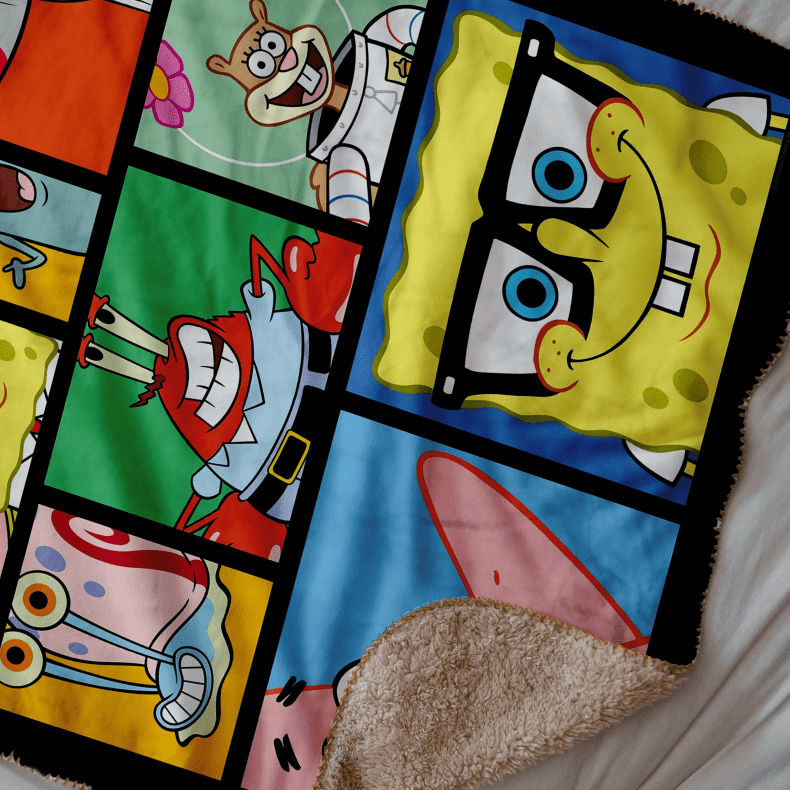 SpongeBob SquarePants Characters Grid Sherpa Blanket