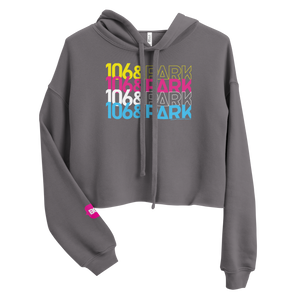 106 & Park Repeat Logo Women's Fleece Crop Hooded Sweatshirt