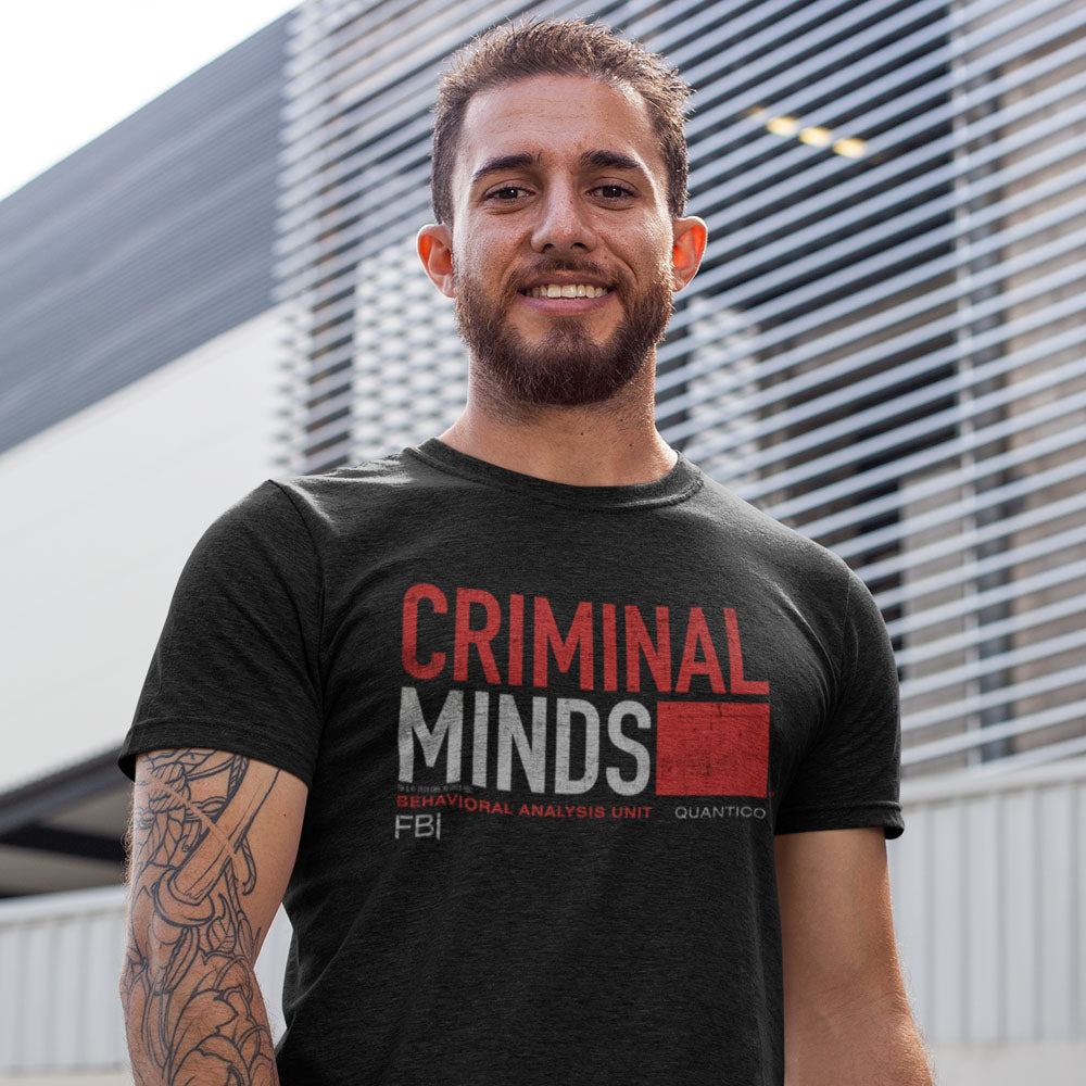 Criminal Minds Distressed BAU Quantico Adult Short Sleeve T-Shirt