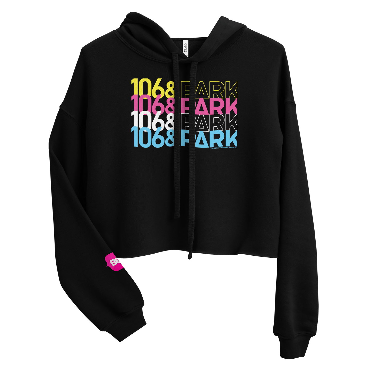106 & Park Repeat Logo Women's Fleece Crop Hooded Sweatshirt - Paramount Shop