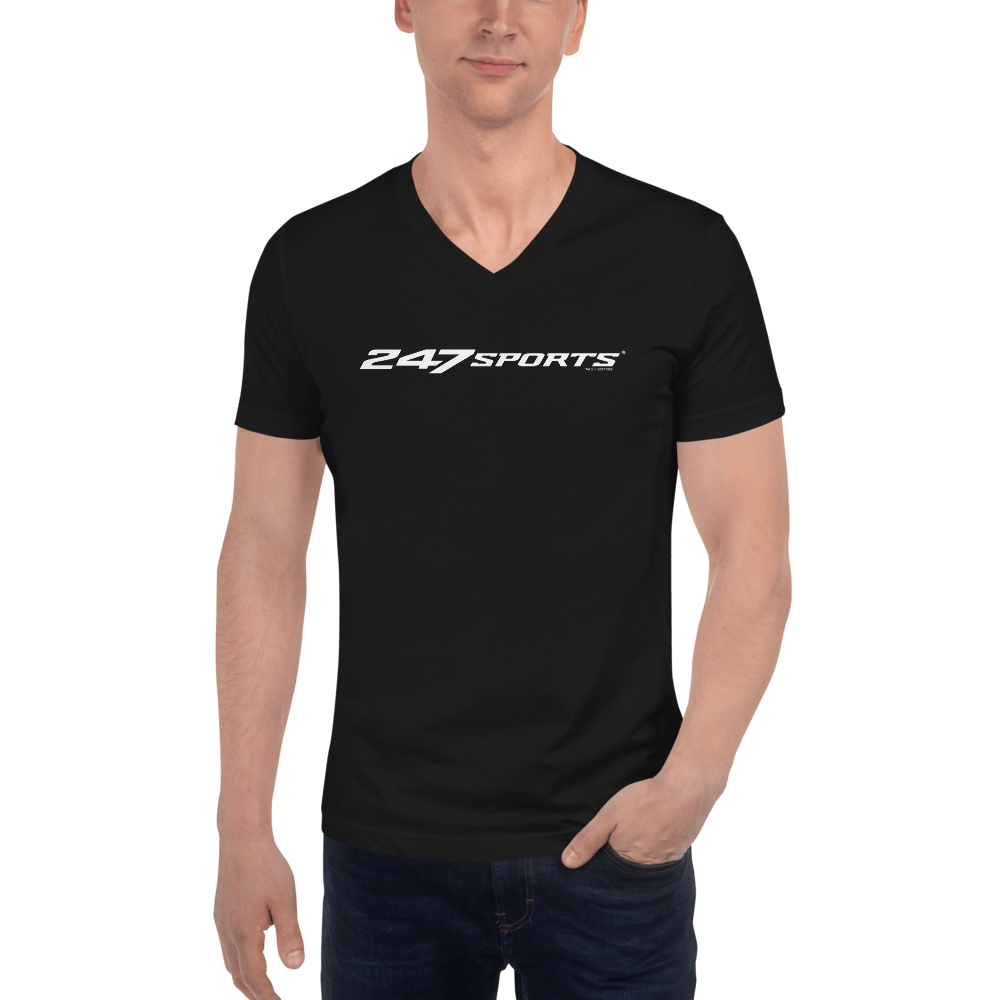 247 Sports White Logo V - Neck Short Sleeve T - Shirt - Paramount Shop