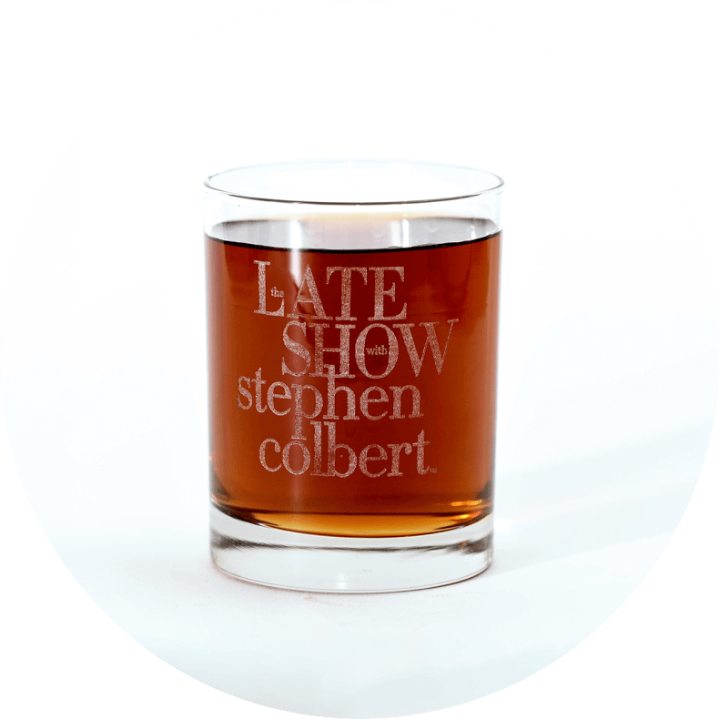 The Late Show with Stephen Colbert Logo Lasergraviertes Felsenglas