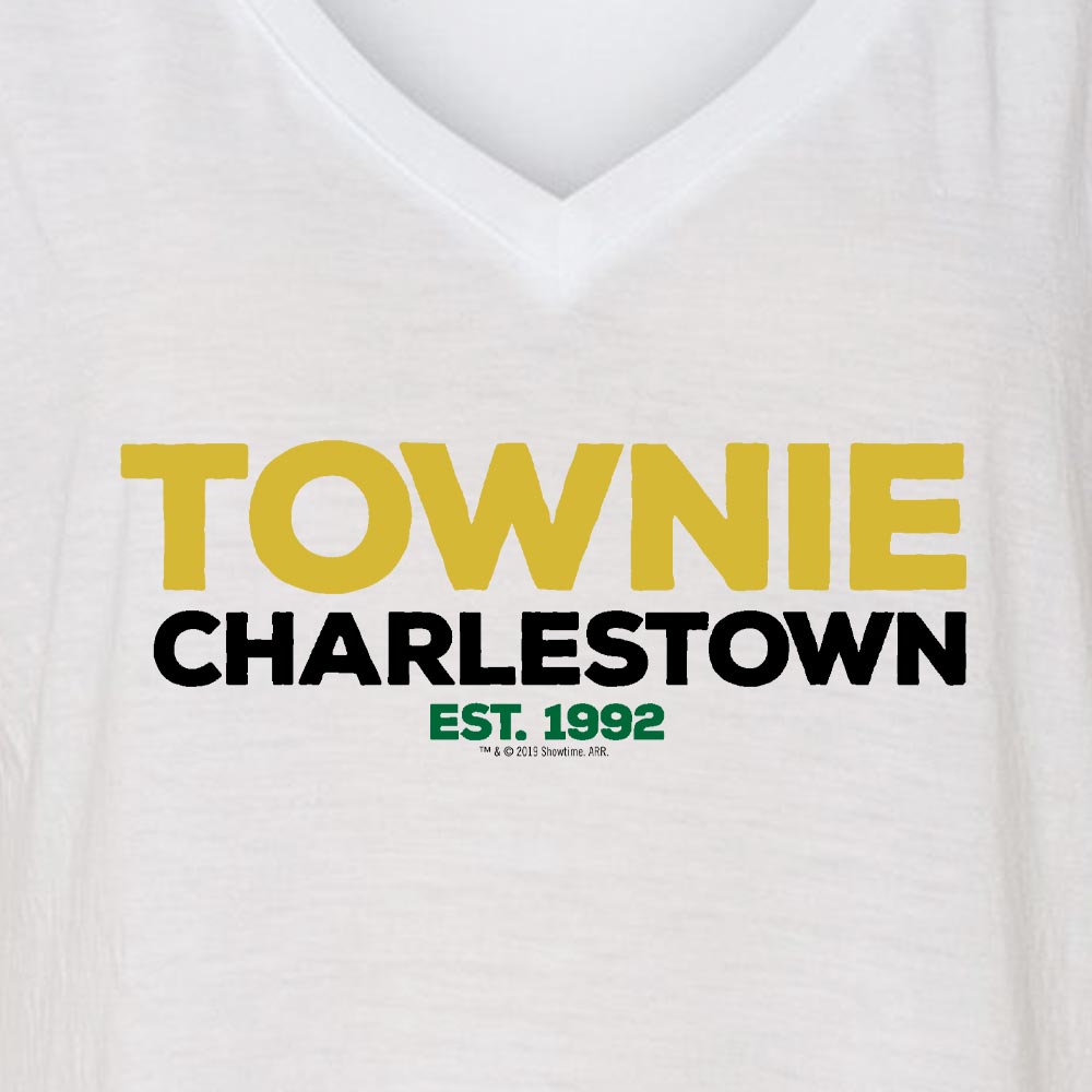 City on a Hill Charlestown Townie DamenEntspanntes T-Shirt mit V-Ausschnitt
