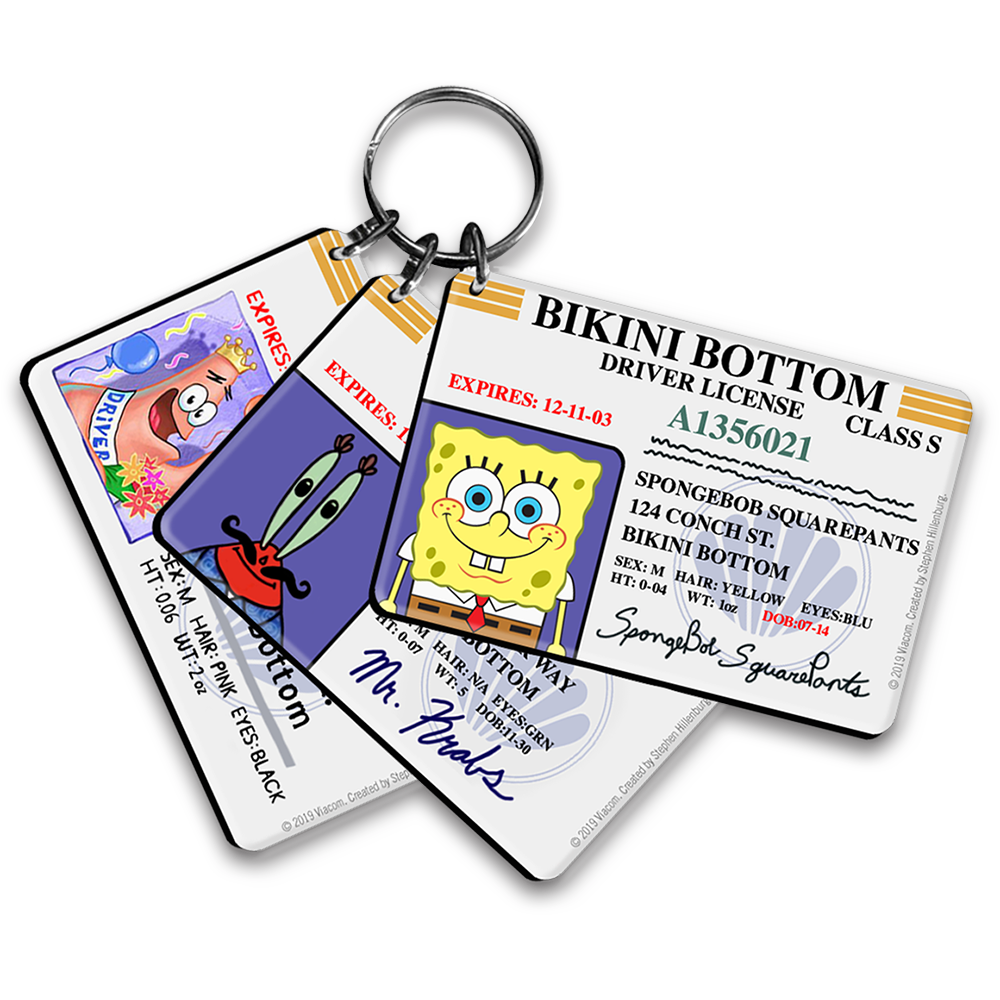 SpongeBob Schwammkopf Bikini Bottom Führerschein Schlüsselanhänger Bundle