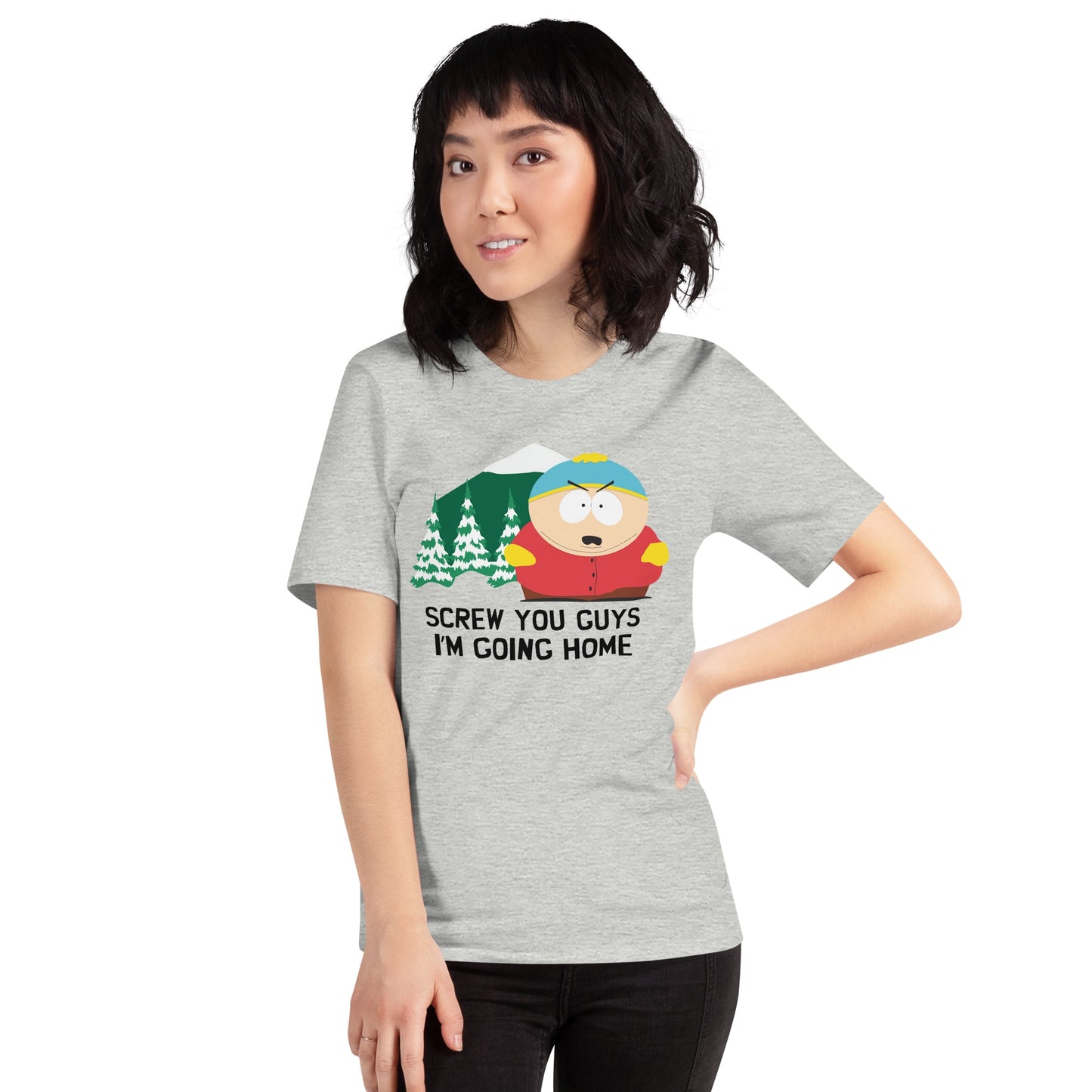 South Park Cartman Screw You Guys Grey Adultos Camiseta de manga corta