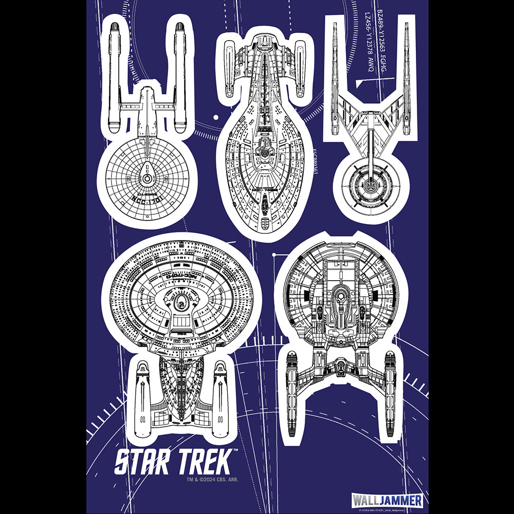 Star Trek: Feuille d'autocollants muraux Ships Of The Line