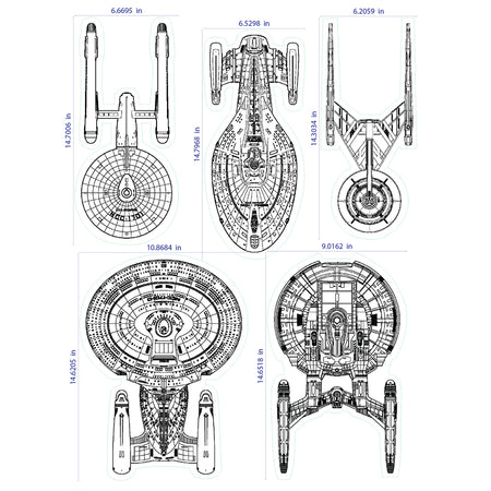 Star Trek: Feuille d'autocollants muraux Ships Of The Line