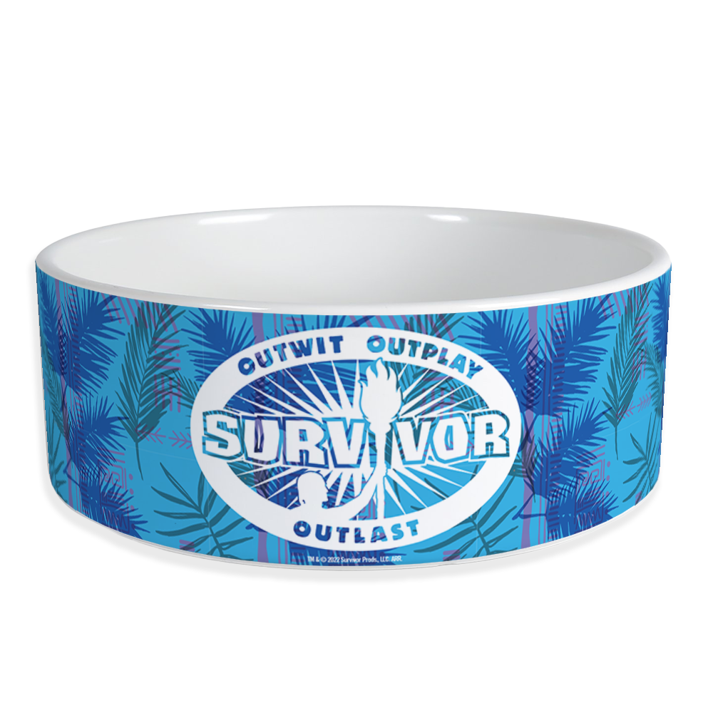 Survivor Jungle Print Logo Personalized Pet Bowl