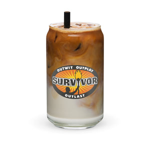 Survivor Outwit, Outplay, Outlast Can Shaped Glass