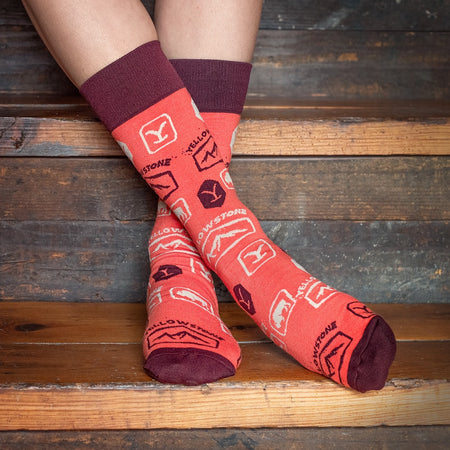 Yellowstone Orange Dutton Ranch Logo Socks