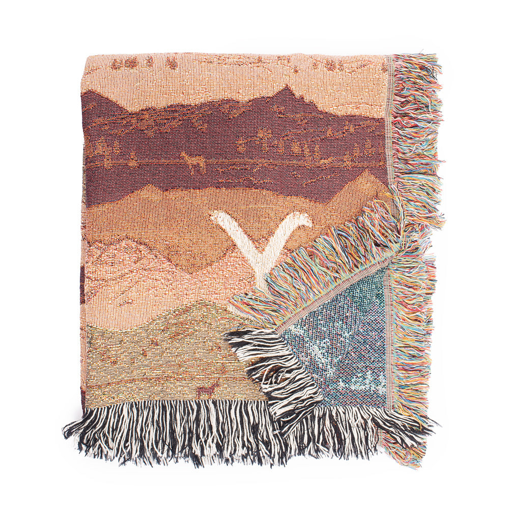 Yellowstone Couverture tissée à motifs de montagnes