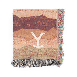 Yellowstone Mountains Pattern Woven Blanket