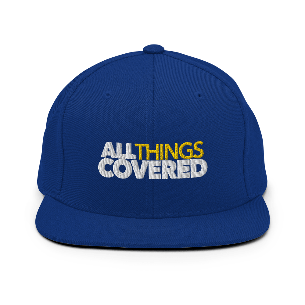 All Things Covered Podcast White Logo Embroidered Flat Bill Hat - Paramount Shop
