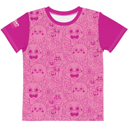 Baby Shark's Big Show Pink Pattern Kids Short Sleeve T - Shirt - Paramount Shop