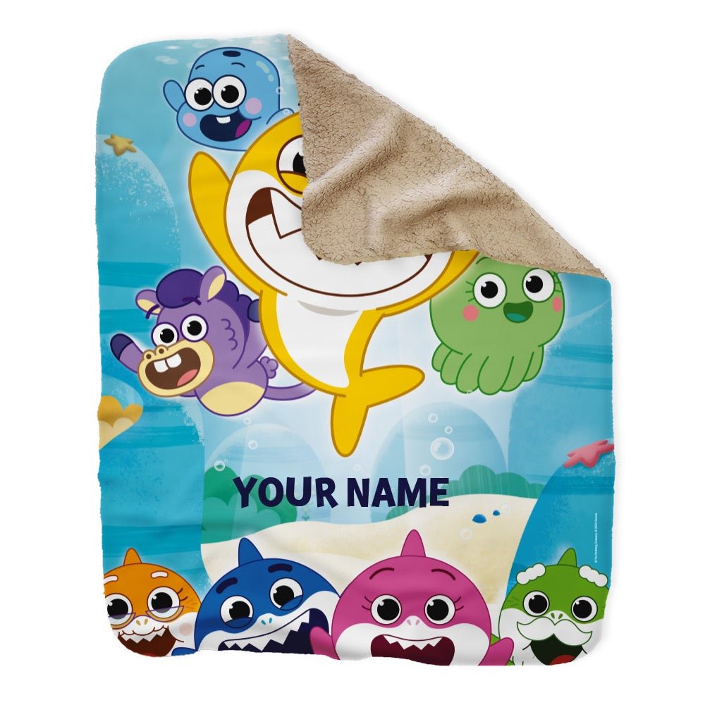 Baby Shark's Big Show Undersea World Personalized Sherpa Blanket - Paramount Shop