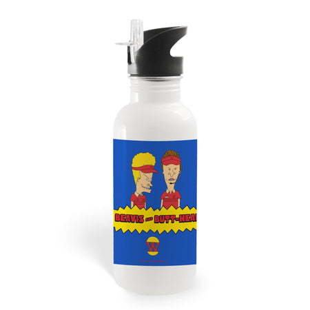 Beavis and Butt - Head Burger World 20 oz Screw Top Water Bottle with Straw - Paramount Shop