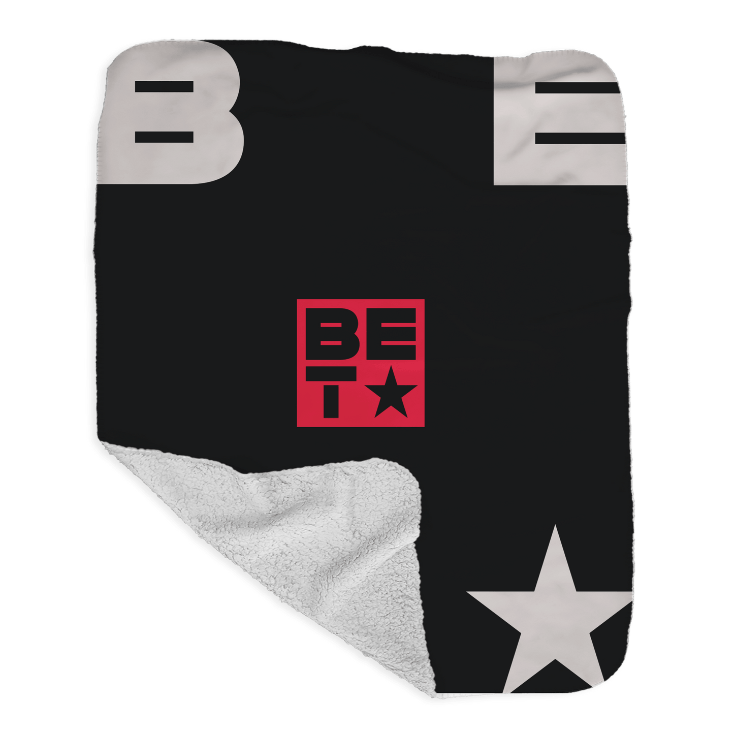 BET Logo Grey Sherpa Blanket - Paramount Shop
