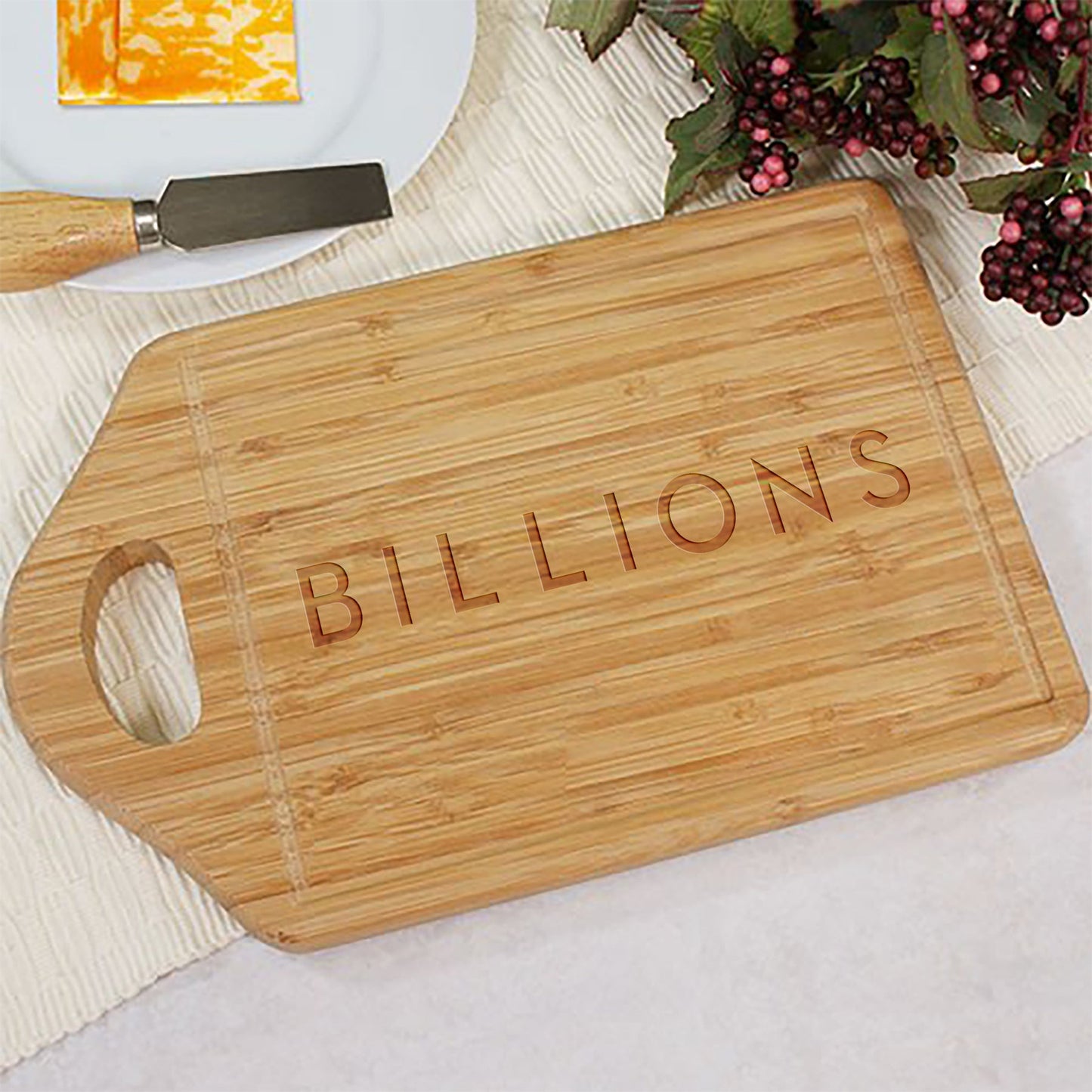 Billions Logo Laser Engraved Bamboo Cutting Board - Paramount Shop