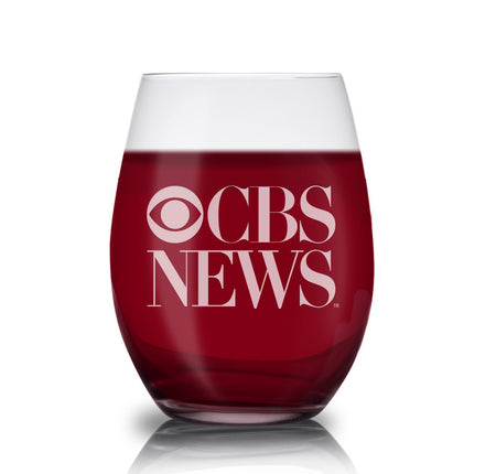 CBS News Vintage Logo Laser Engraved Stemless Wine Glass - Paramount Shop