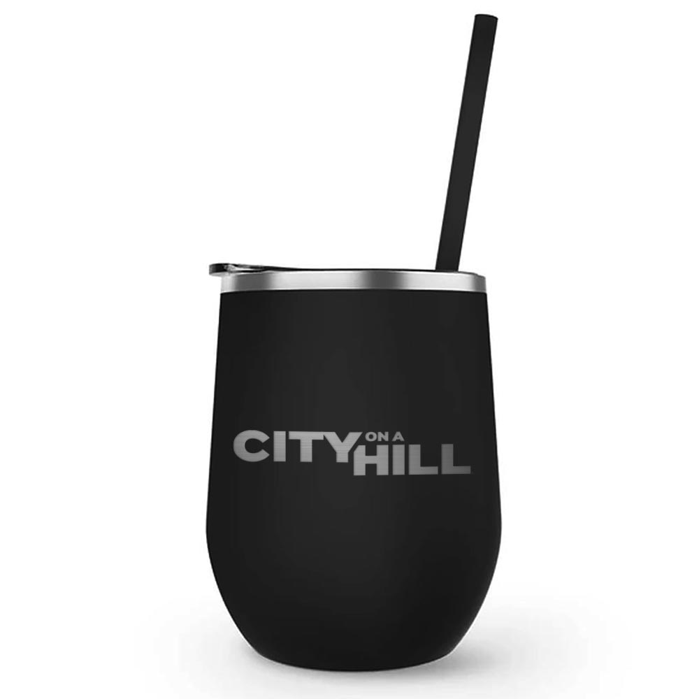 City on a Hill Logo Laser Engraved Wine Tumbler with Straw - Paramount Shop