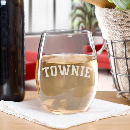 City on a Hill Townie Laser Engraved Stemless Wine Glass - Paramount Shop