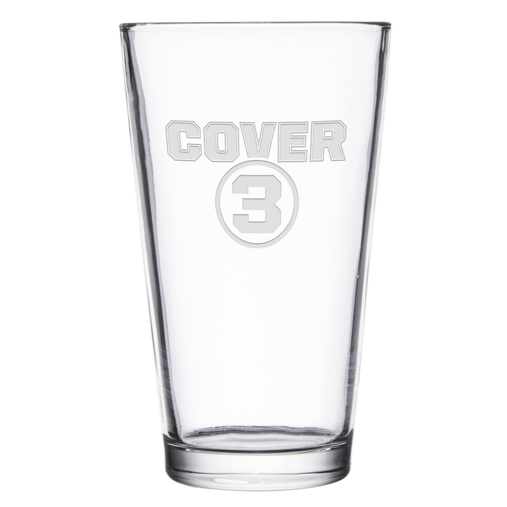 Cover 3 College Football Podcast Logo Laser Engraved Pint Glass - Paramount Shop