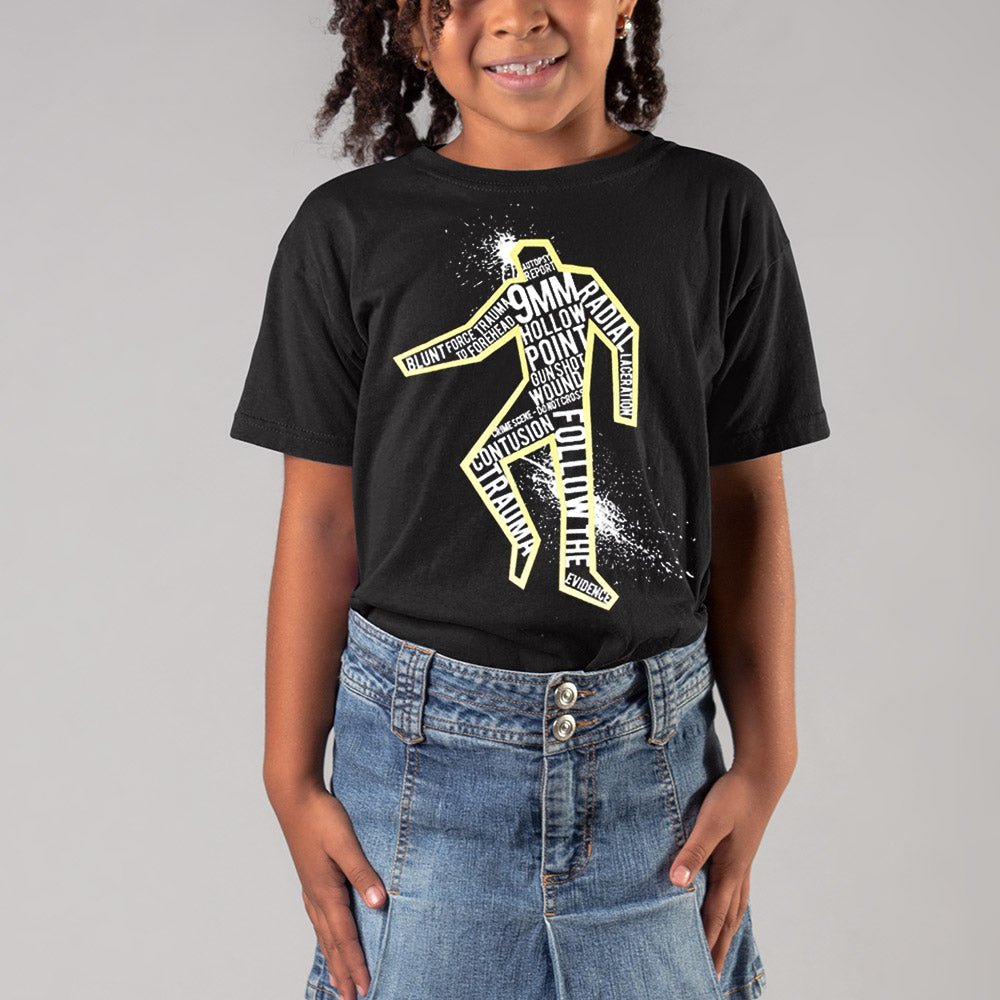 CSI: Crime Scene Investigation Glow in the Dark Body Outline Youth Short Sleeve T - Shirt - Paramount Shop