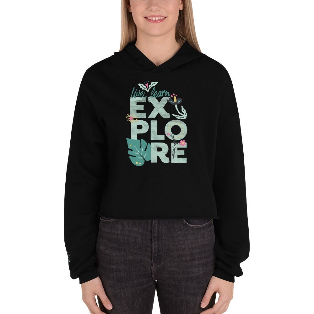 Dora the Explorer Live, Learn, Explore Women's Fleece Crop Hooded Sweatshirt - Paramount Shop