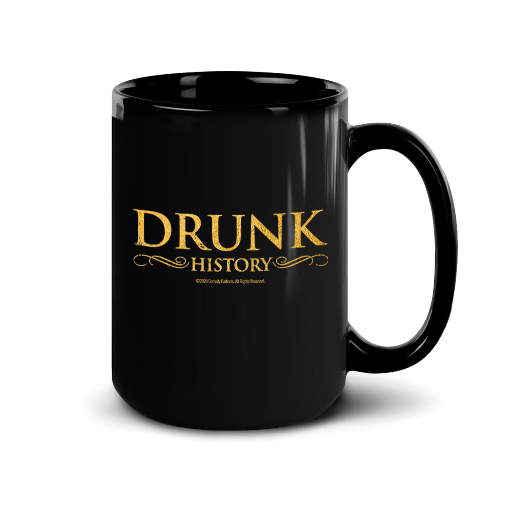 Drunk History Gold Logo Black Mug - Paramount Shop
