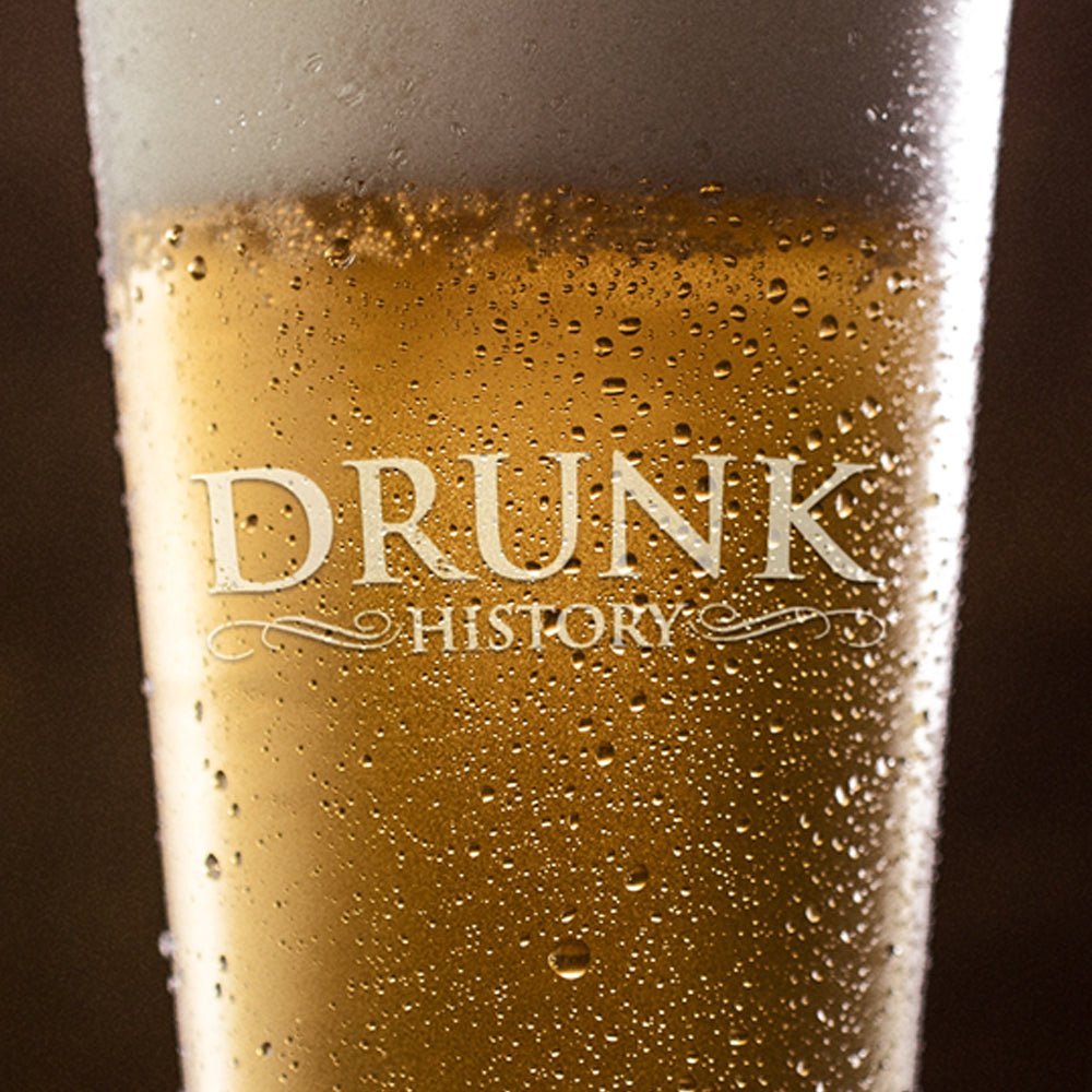 Drunk History Logo Laser Engraved Pint Glass - Paramount Shop
