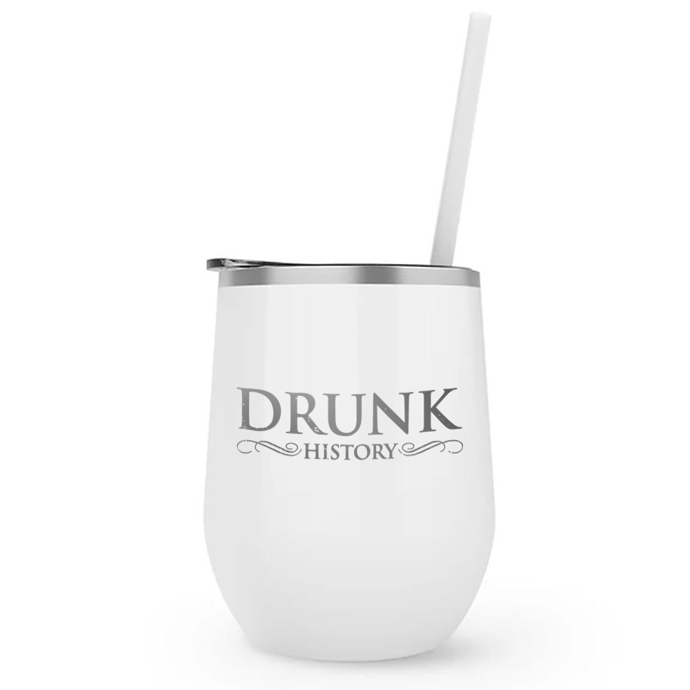 Drunk History Logo Laser Engraved Wine Tumbler with Straw - Paramount Shop