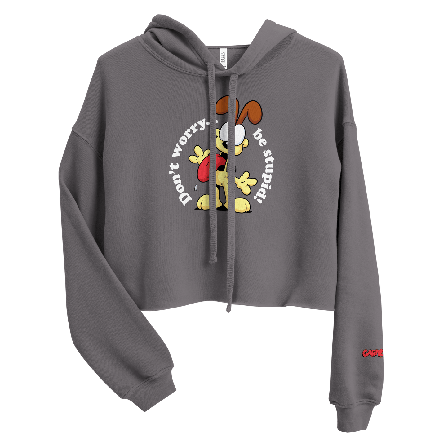 Garfield Don't Worry Be Stupid Women's Fleece Crop Hooded Sweatshirt - Paramount Shop