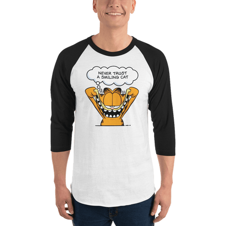 Garfield Smiling Cat Unisex 3/4 Sleeve Raglan Shirt - Paramount Shop