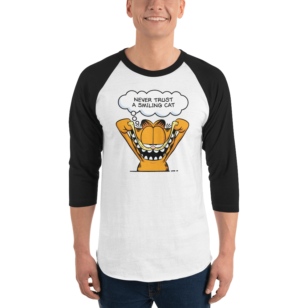 Garfield Smiling Cat Unisex 3/4 Sleeve Raglan Shirt - Paramount Shop