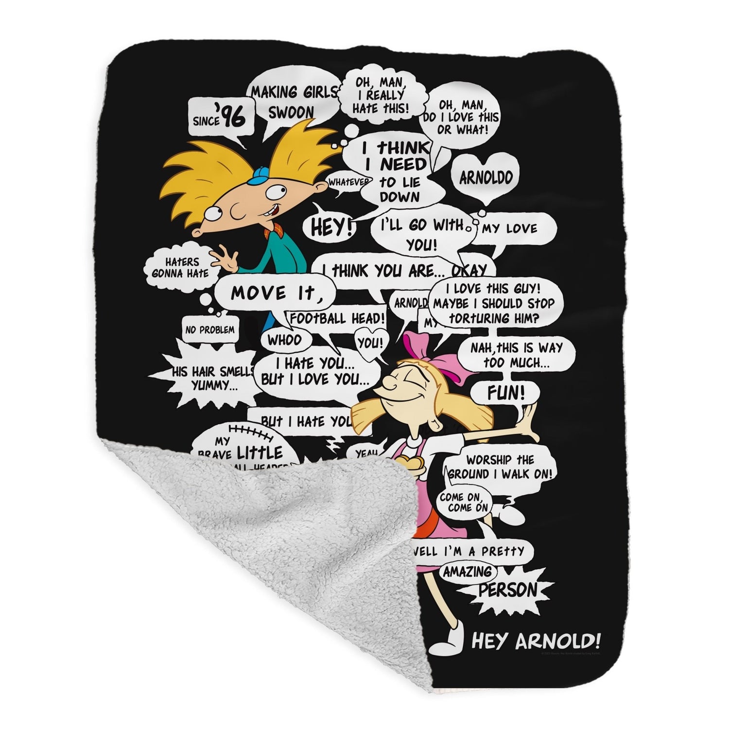Hey Arnold! Comic Grey Sherpa Blanket - Paramount Shop