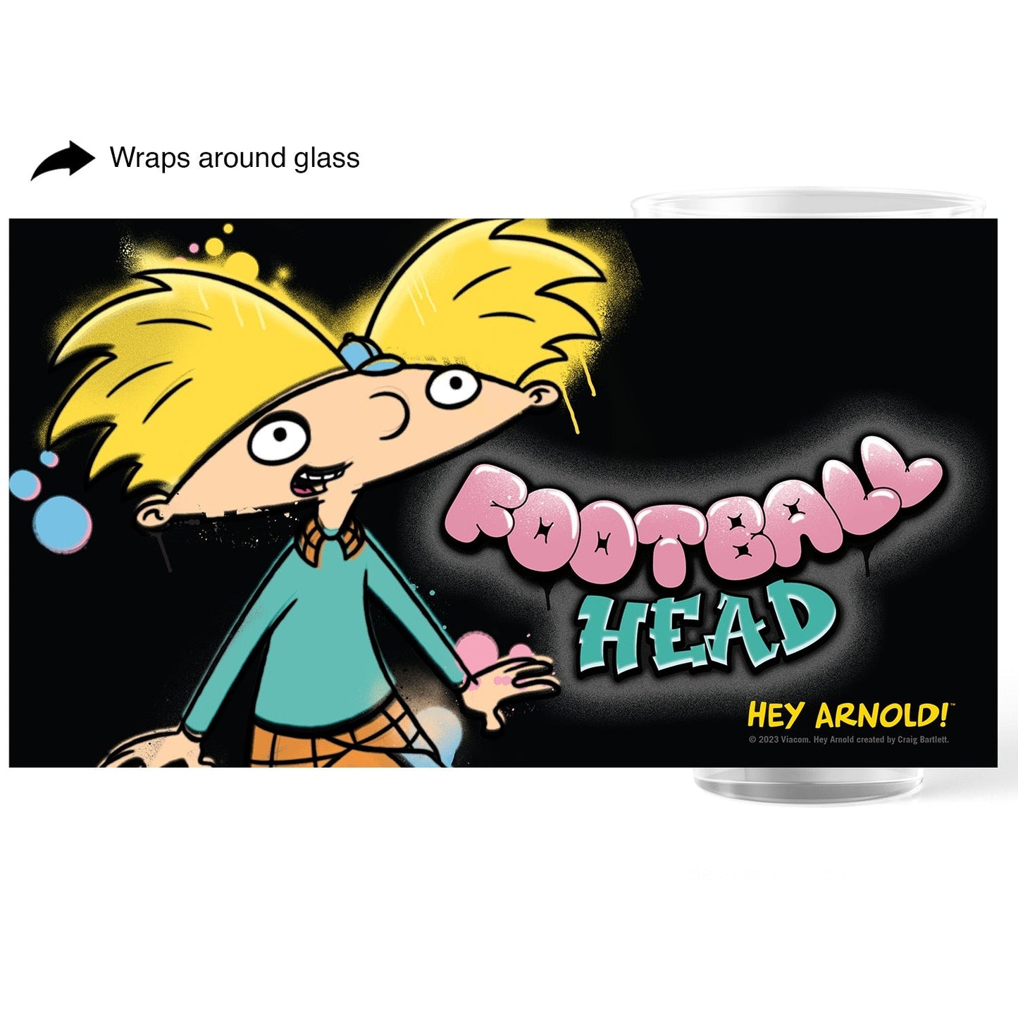 Hey Arnold! Football Head 17 oz Pint Glass - Paramount Shop