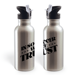 In Soccer We Trust Podcast Logo 20oz Screw Top Water Bottle with Straw