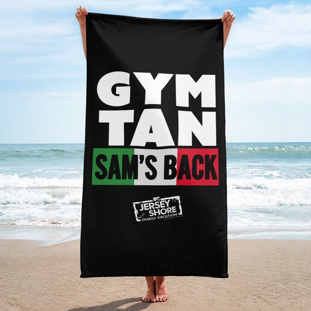 Jersey Shore Family Vacation Gym, Tan, Sam's Back Beach Towel - Paramount Shop