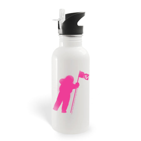 MTV Logo Moon Person Stencil 20 oz Screw Top Water Bottle with Straw - Paramount Shop