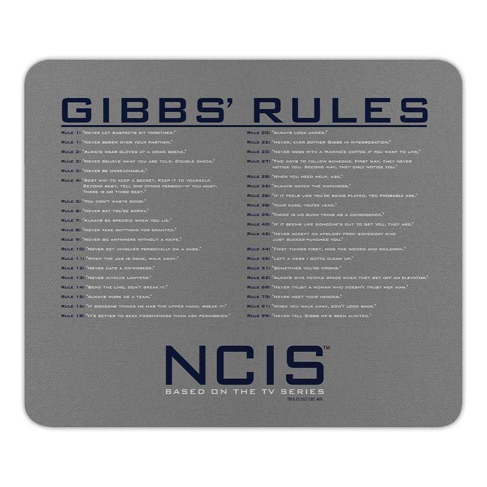 NCIS Gibbs Rules Mouse Pad - Paramount Shop