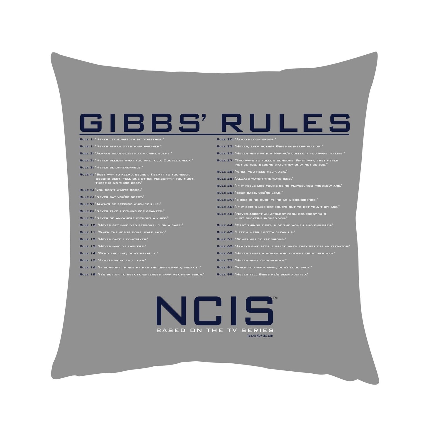 NCIS Gibbs Rules Throw Pillow - Paramount Shop