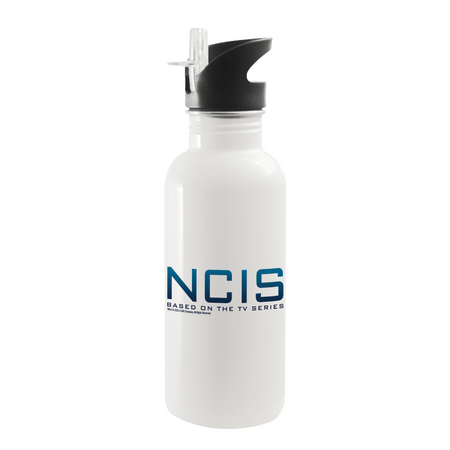 NCIS Horizontal Logo 20 oz Screw Top Water Bottle with Straw - Paramount Shop