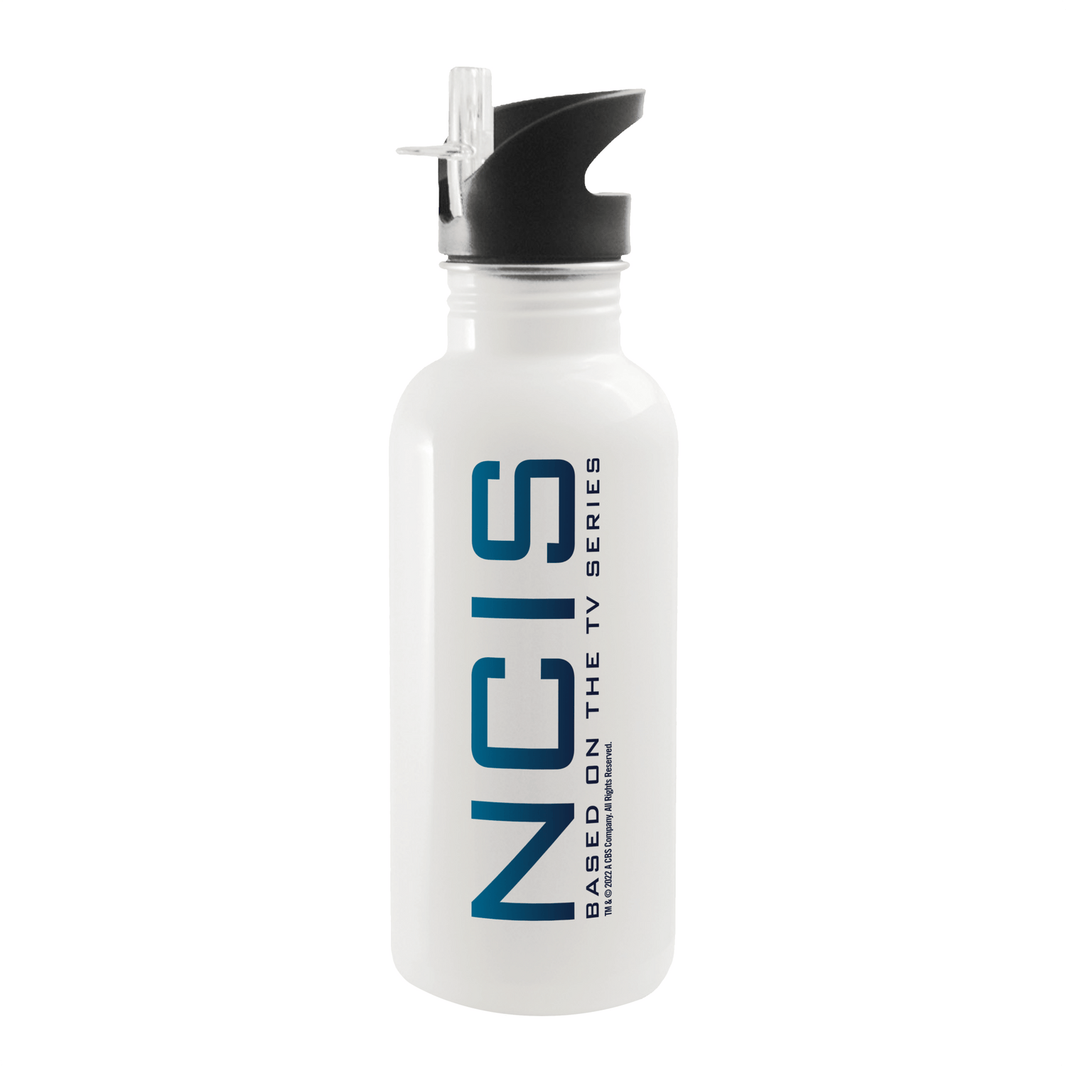 NCIS Vertical Logo 20 oz Screw Top Water Bottle with Straw - Paramount Shop