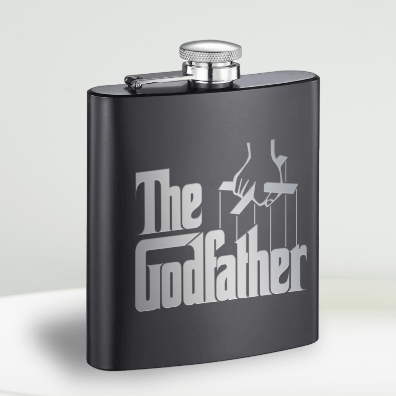 The Godfather Logo Lasergravierter Flachmann