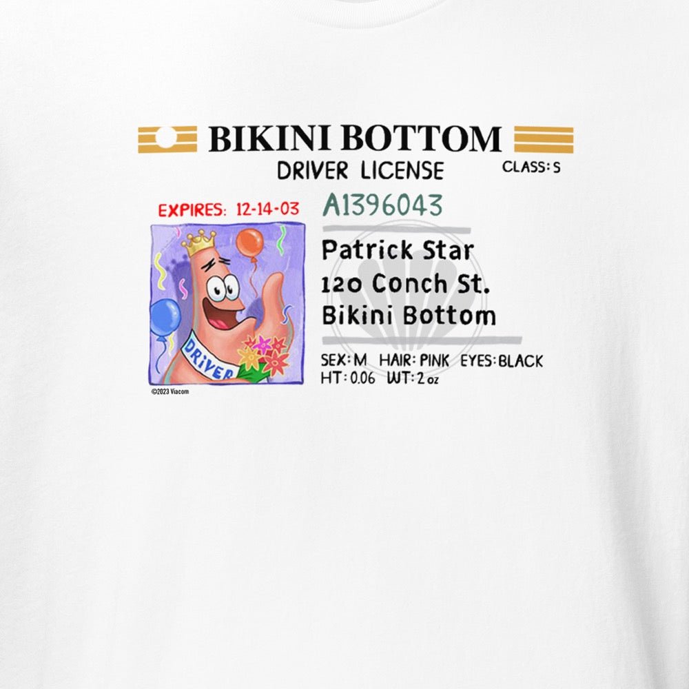 Patrick Bikini Bottom Driver's License T - Shirt - Paramount Shop