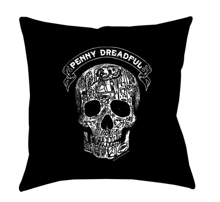 Penny Dreadful Line Art Skull Throw Pillow - 16" x 16" - Paramount Shop