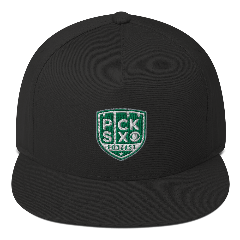 Pick Six Podcast Logo Embroidered Flat Bill Hat - Paramount Shop