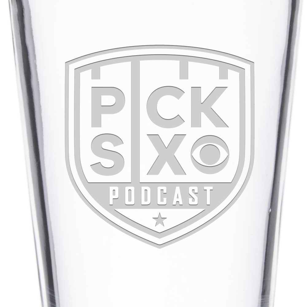 Pick Six Podcast Logo Laser Engraved Pint Glass - Paramount Shop