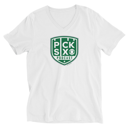 Pick Six Podcast Logo V - Neck Short Sleeve T - Shirt - Paramount Shop